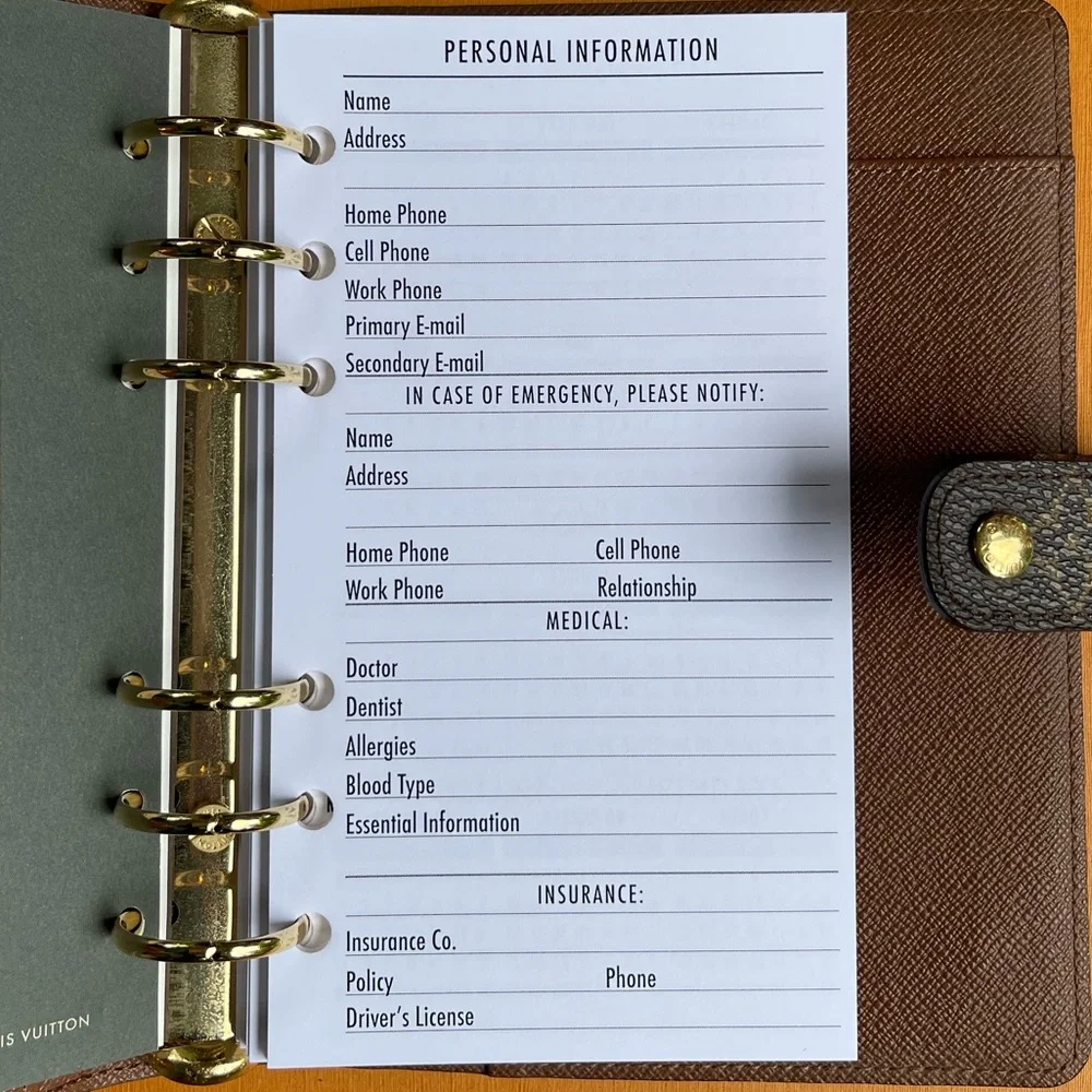 2026 or 2027  Fits Louis Vuitton Agenda Monthly Tabbed Insert Refill Calendars